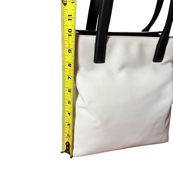 Coach Tote Bag Womens Medium White Canvas Black Leather Shoulder Purse L3J-7441 - Picture 9 of 12